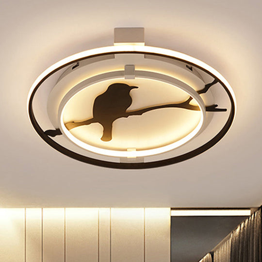Black Acrylic Bird Ceiling Mount Light for Bathroom and Bedroom