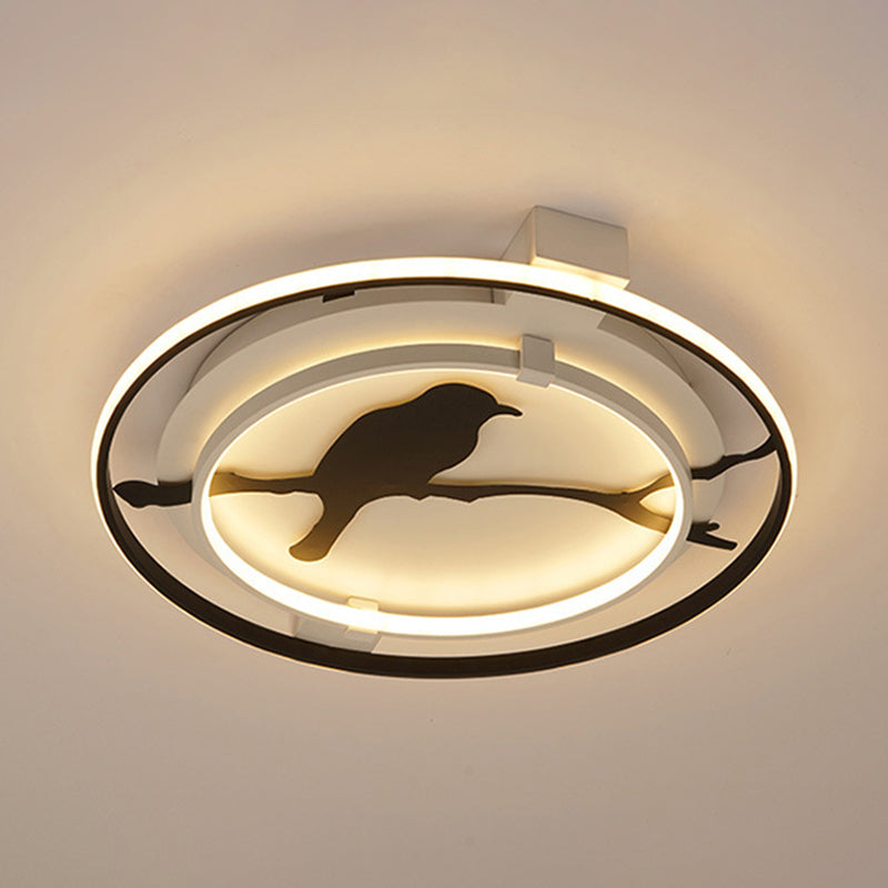 Black Acrylic Bird Ceiling Mount Light for Bathroom and Bedroom