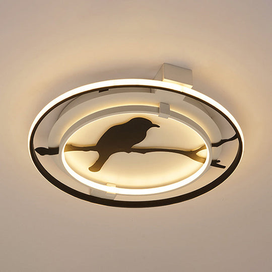 Black Acrylic Bird Ceiling Mount Light for Bathroom and Bedroom