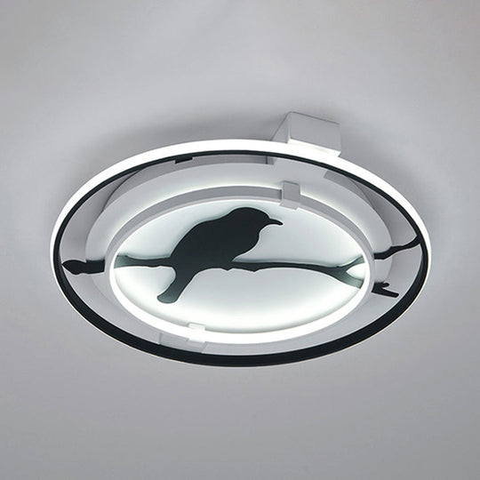 Black Acrylic Bird Ceiling Mount Light for Bathroom and Bedroom
