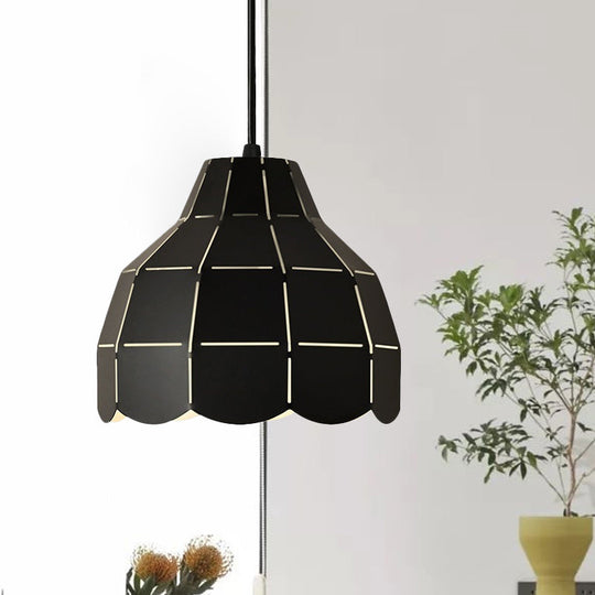 Modern Nordic Dome Pendant Light with Metal Hanging Lamp - Ideal for Dining Room (Black/Grey/White)