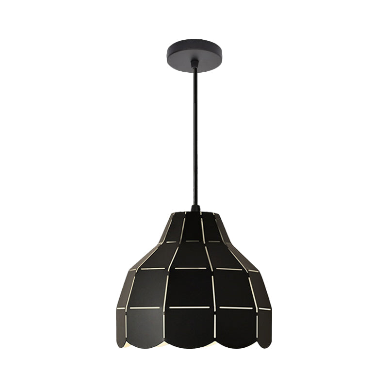 Modern Nordic Dome Pendant Light with Metal Hanging Lamp - Ideal for Dining Room (Black/Grey/White)