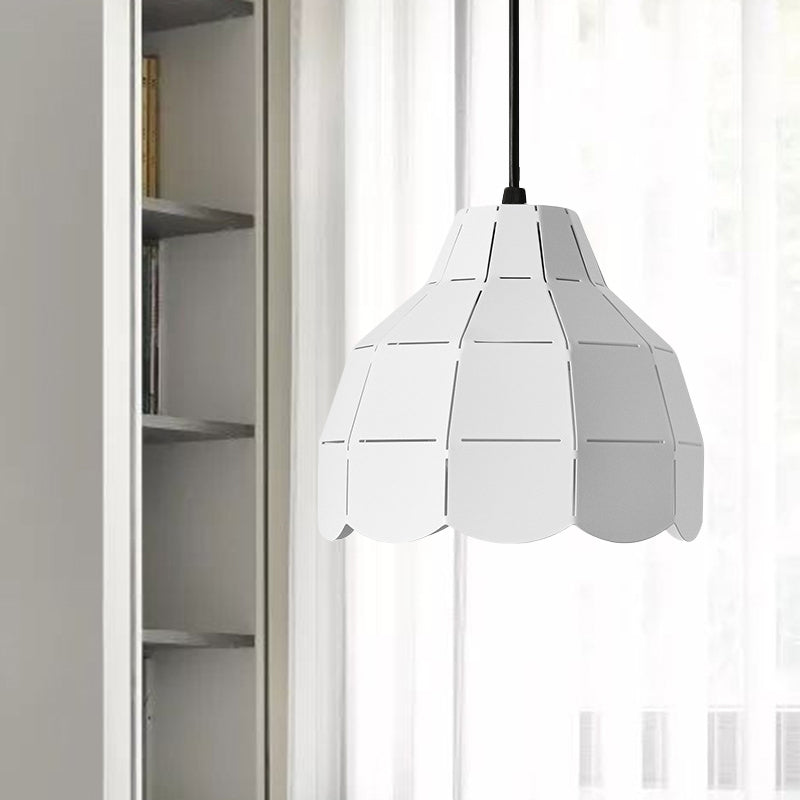 Modern Nordic Dome Pendant Light with Metal Hanging Lamp - Ideal for Dining Room (Black/Grey/White)