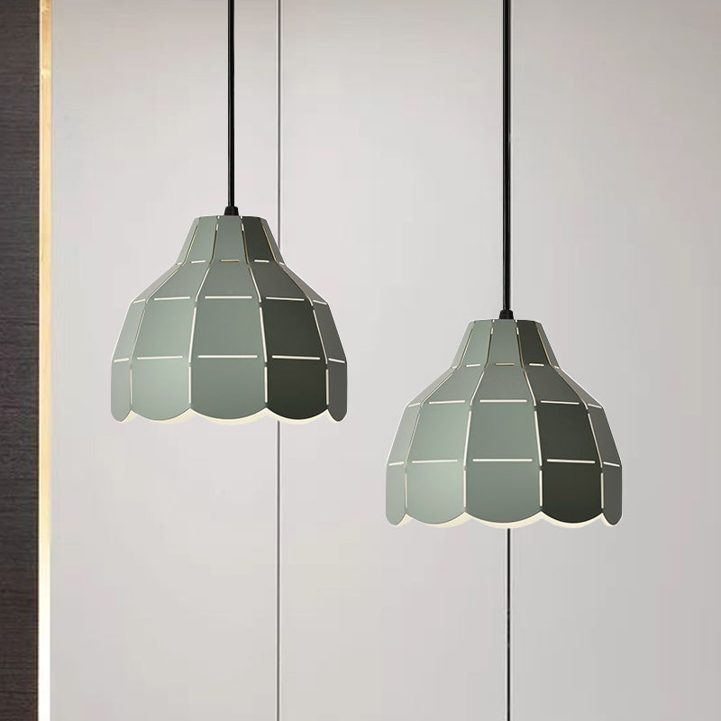 Modern Nordic Dome Pendant Light with Metal Hanging Lamp - Ideal for Dining Room (Black/Grey/White)