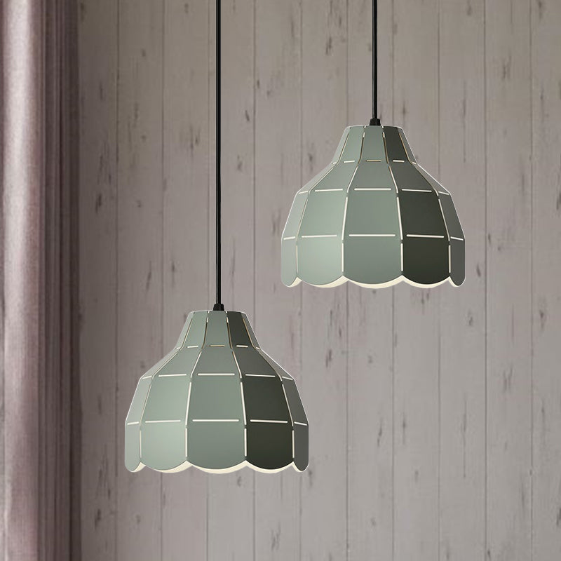 Modern Nordic Dome Pendant Light with Metal Hanging Lamp - Ideal for Dining Room (Black/Grey/White)