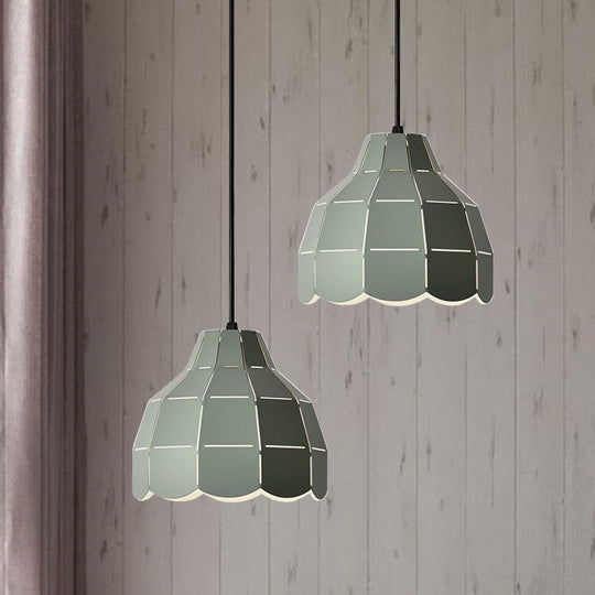 Modern Nordic Dome Pendant Light with Metal Hanging Lamp - Ideal for Dining Room (Black/Grey/White)