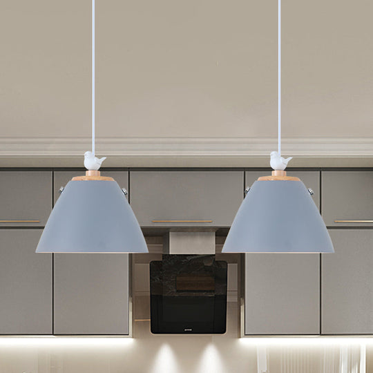 Modern Tapered Pendant Light - Grey/White/Yellow Metal Ceiling Lighting