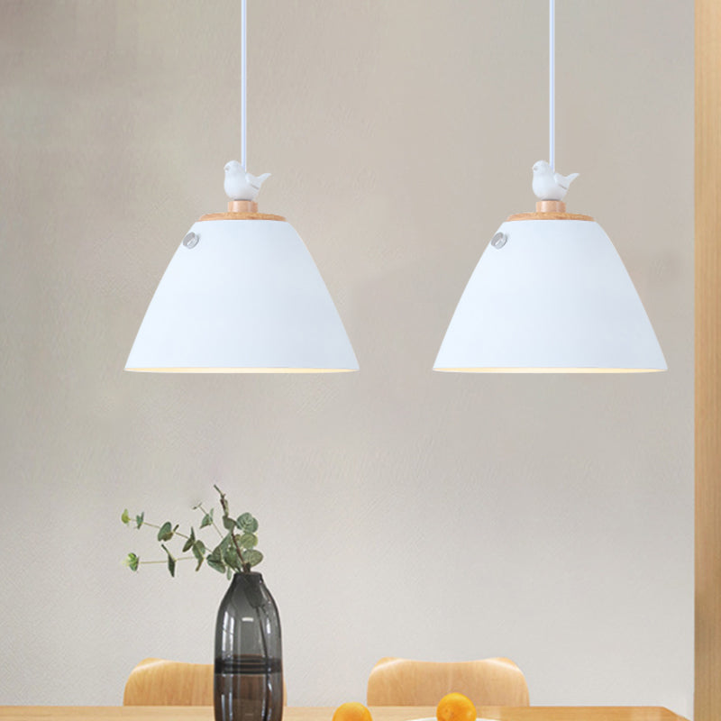 Modern Tapered Pendant Light - Grey/White/Yellow Metal Ceiling Lighting