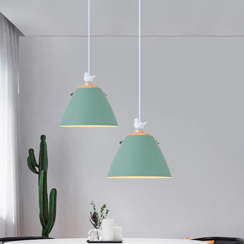 Modern Tapered Pendant Light - Grey/White/Yellow Metal Ceiling Lighting