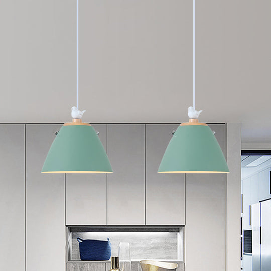 Modern Tapered Pendant Light - Grey/White/Yellow Metal Ceiling Lighting