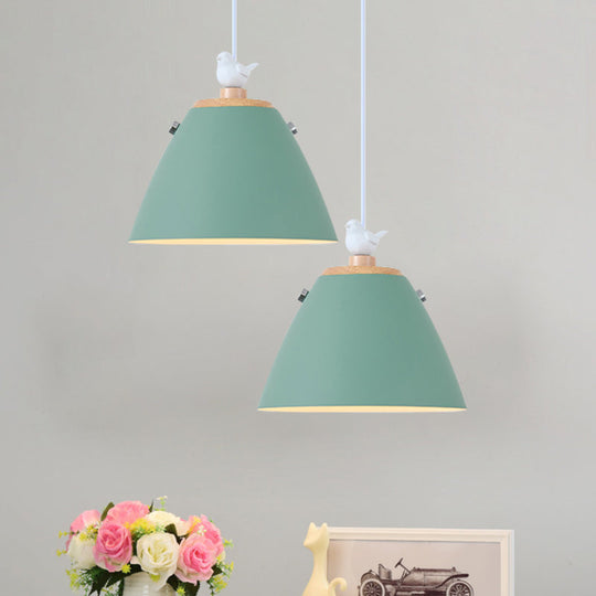 Contemporary Tapered Metal Pendant Ceiling Light - 1 In Grey White And Yellow