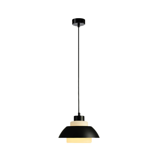 Modern Black/White Flared Shade Pendant Lamp: Macaron Stylish, 1 Light Metallic Pendant Lighting for Dining Room