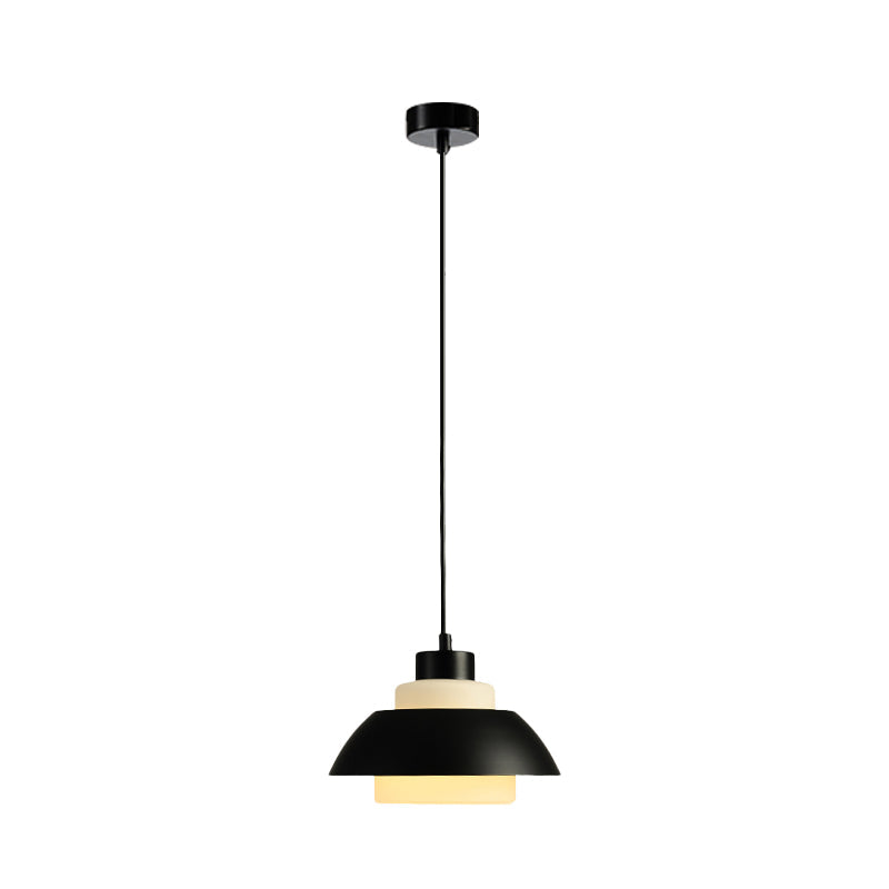 Stylish Black/White Flared Shade Hanging Lamp - Macaron 1 Light Pendant For Dining Room Black