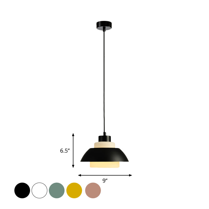 Modern Black/White Flared Shade Pendant Lamp: Macaron Stylish, 1 Light Metallic Pendant Lighting for Dining Room