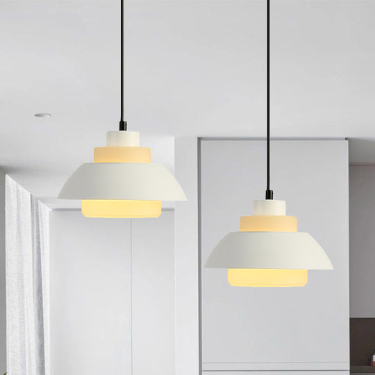 Modern Black/White Flared Shade Pendant Lamp: Macaron Stylish, 1 Light Metallic Pendant Lighting for Dining Room