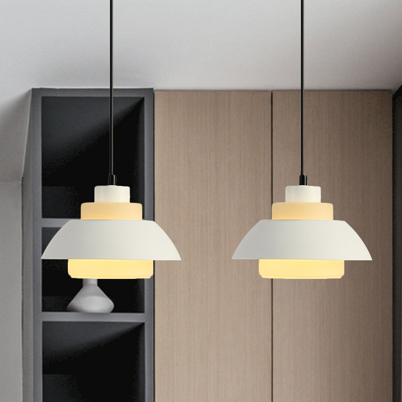Modern Black/White Flared Shade Pendant Lamp: Macaron Stylish, 1 Light Metallic Pendant Lighting for Dining Room