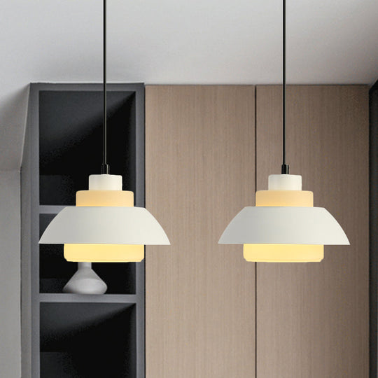Modern Black/White Flared Shade Pendant Lamp: Macaron Stylish, 1 Light Metallic Pendant Lighting for Dining Room
