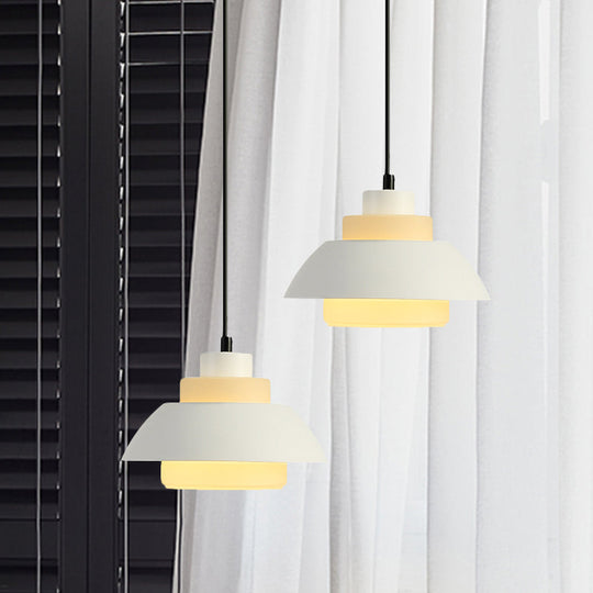 Modern Black/White Flared Shade Pendant Lamp: Macaron Stylish, 1 Light Metallic Pendant Lighting for Dining Room