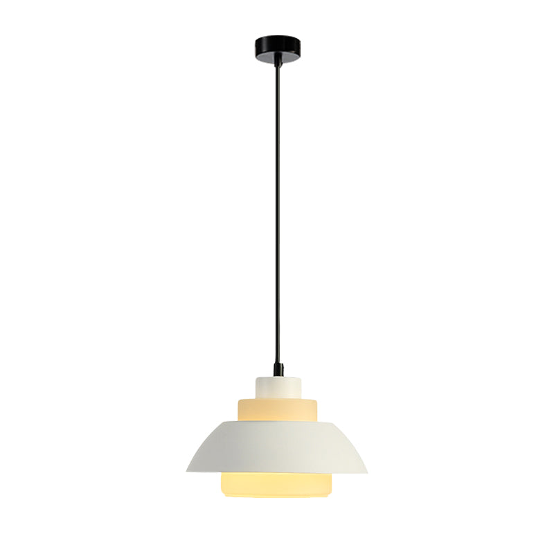 Modern Black/White Flared Shade Pendant Lamp: Macaron Stylish, 1 Light Metallic Pendant Lighting for Dining Room