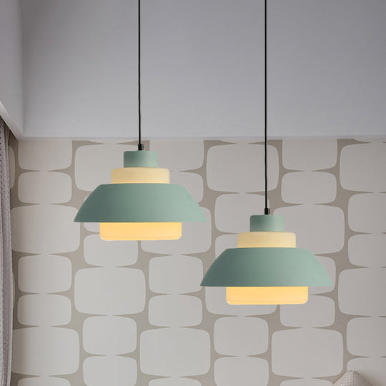Modern Black/White Flared Shade Pendant Lamp: Macaron Stylish, 1 Light Metallic Pendant Lighting for Dining Room