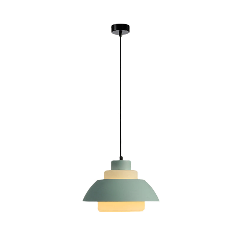 Modern Black/White Flared Shade Pendant Lamp: Macaron Stylish, 1 Light Metallic Pendant Lighting for Dining Room
