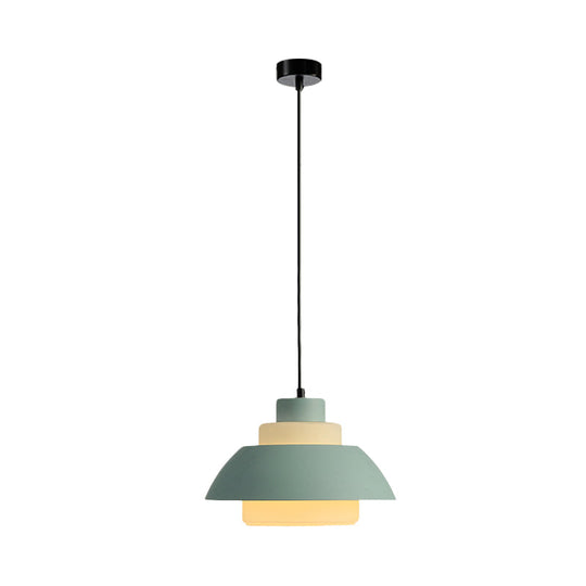 Modern Black/White Flared Shade Pendant Lamp: Macaron Stylish, 1 Light Metallic Pendant Lighting for Dining Room