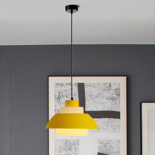 Modern Black/White Flared Shade Pendant Lamp: Macaron Stylish, 1 Light Metallic Pendant Lighting for Dining Room