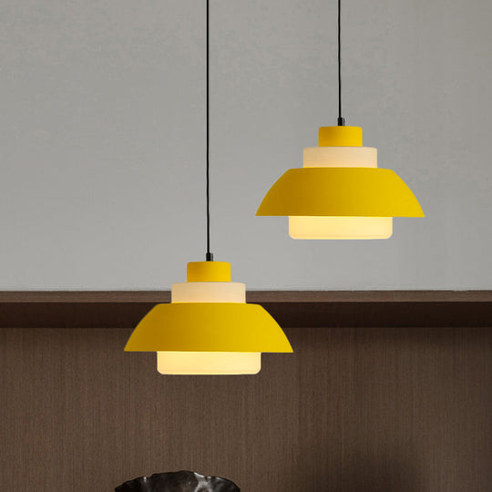 Modern Black/White Flared Shade Pendant Lamp: Macaron Stylish, 1 Light Metallic Pendant Lighting for Dining Room