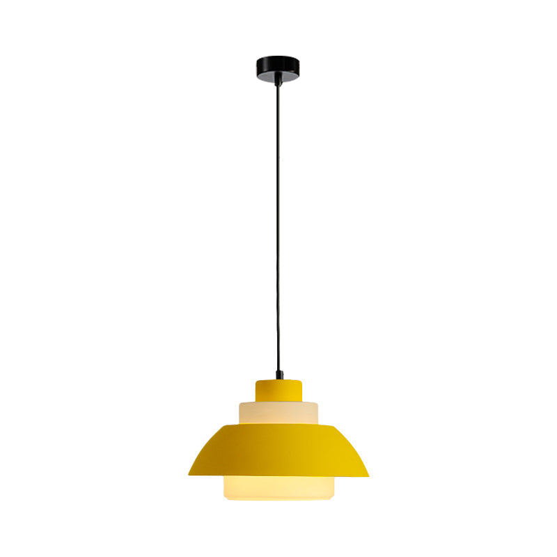 Modern Black/White Flared Shade Pendant Lamp: Macaron Stylish, 1 Light Metallic Pendant Lighting for Dining Room