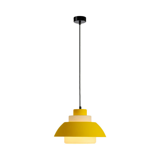 Modern Black/White Flared Shade Pendant Lamp: Macaron Stylish, 1 Light Metallic Pendant Lighting for Dining Room