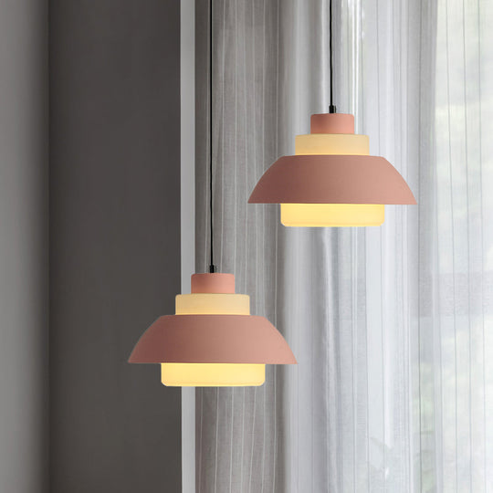 Stylish Black/White Flared Shade Hanging Lamp - Macaron 1 Light Pendant For Dining Room