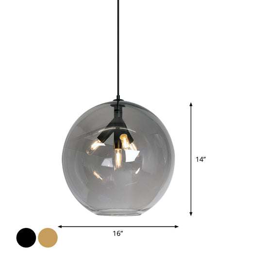 Contemporary Clear Glass Mini Chandelier Triple Head Pendant Black/Gold Finish