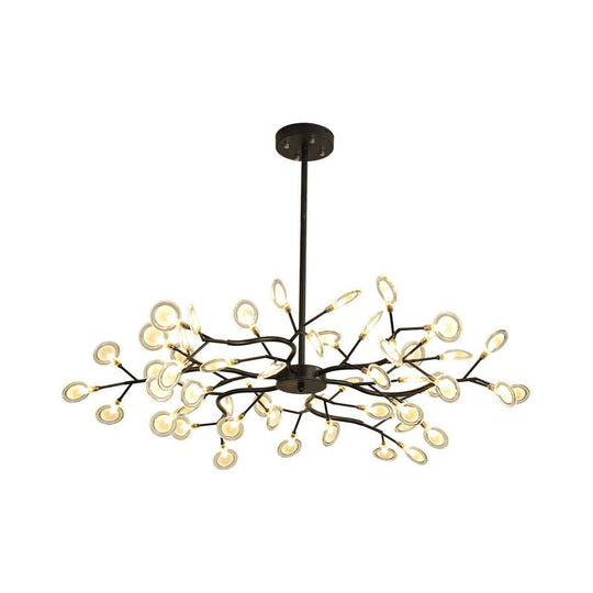 Modern Black Branching Chandelier with Metallic Multi-Light Suspension