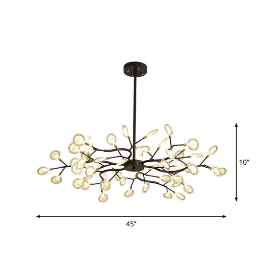 Modern Branching Chandelier: Metallic Multi-Light Suspension Lamp In Black