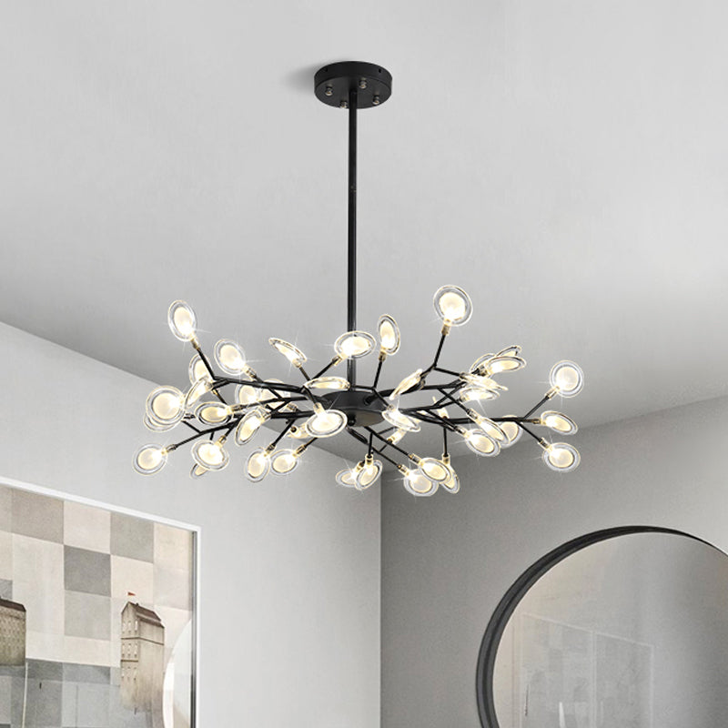 Modern Black Branching Chandelier with Metallic Multi-Light Suspension