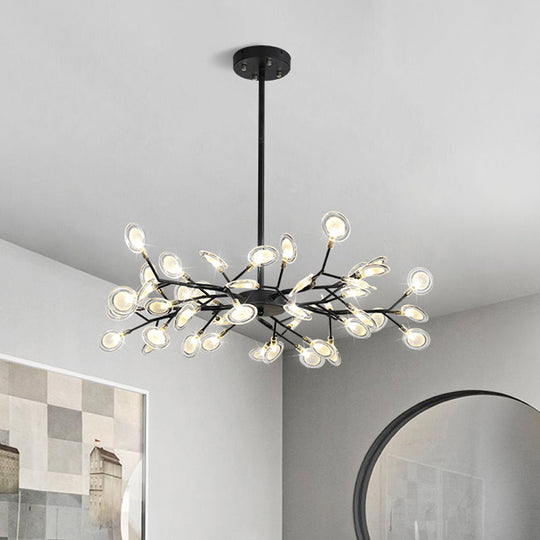 Modern Branching Chandelier: Metallic Multi-Light Suspension Lamp In Black 45 /