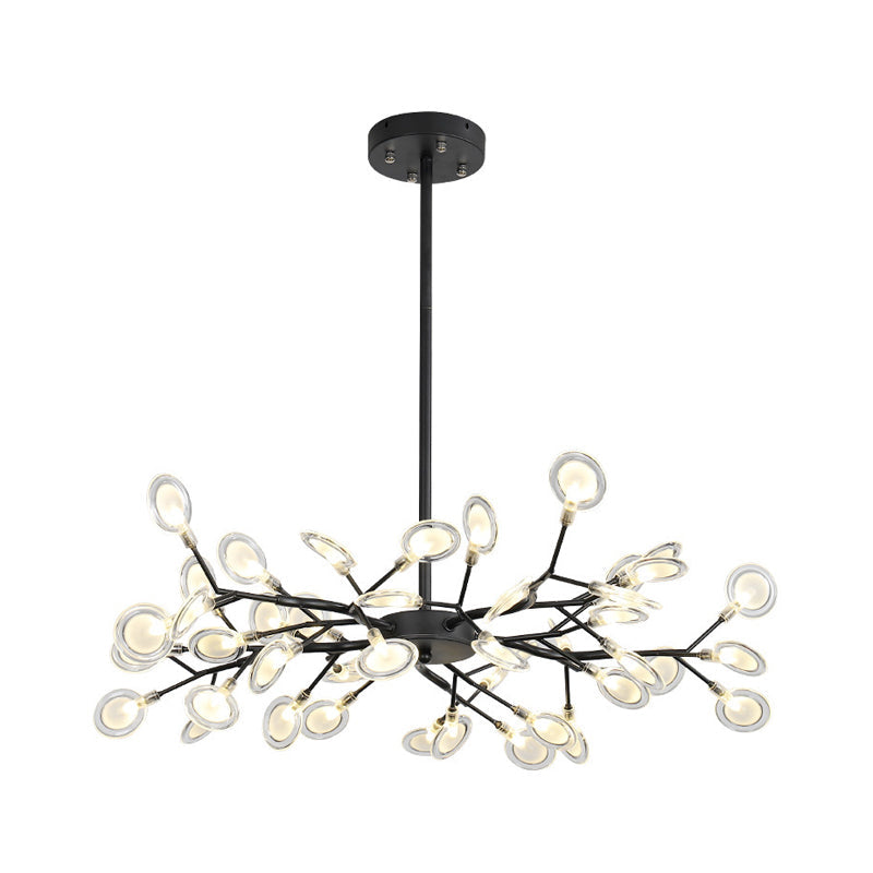 Modern Black Branching Chandelier with Metallic Multi-Light Suspension