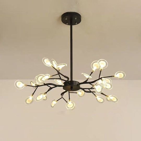 Modern Black Branching Chandelier with Metallic Multi-Light Suspension