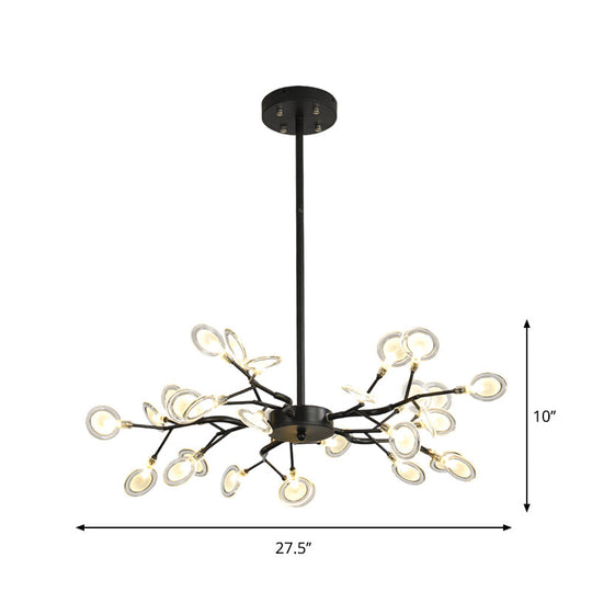 Modern Black Branching Chandelier with Metallic Multi-Light Suspension