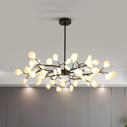 Lustre à branches noires givrées - Luminaire suspendu métallique moderne pour restaurants