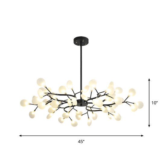 Frosted Black Branch Chandelier - Modern Metallic Suspended Light For Restaurant