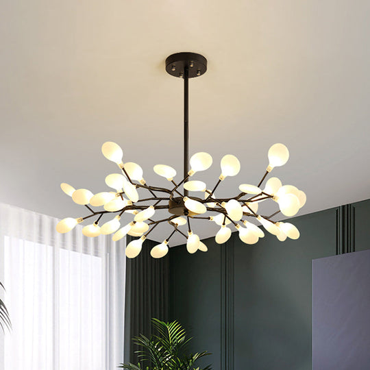 Frosted Black Branch Chandelier - Modern Metallic Suspended Light For Restaurant 45 /