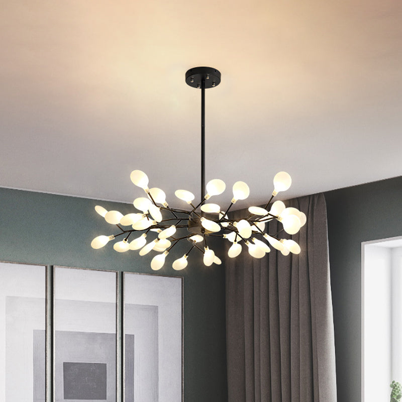 Lustre à branches noires givrées - Luminaire suspendu métallique moderne pour restaurants