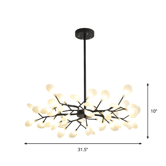 Lustre à branches noires givrées - Luminaire suspendu métallique moderne pour restaurants