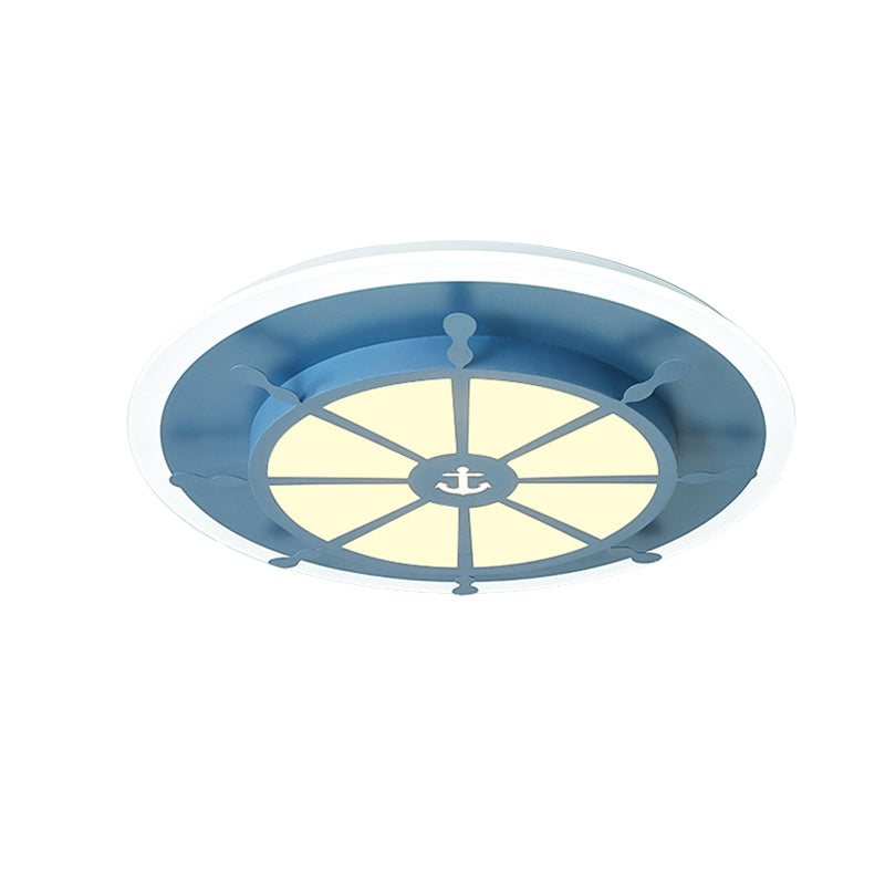 Nautical Flush Ceiling Light With Anchor Design For Bathroom Or Bedroom