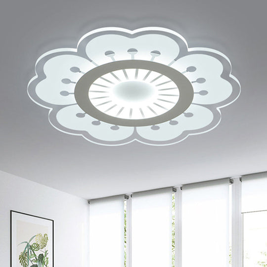 Modern Acrylic White Flush Mount Ceiling Light for Flower-Themed Living Rooms