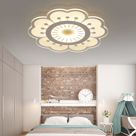 Modern Acrylic White Flush Mount Ceiling Light for Flower-Themed Living Rooms