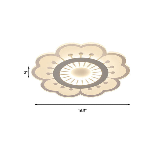 Modern Acrylic White Flush Mount Ceiling Light for Flower-Themed Living Rooms