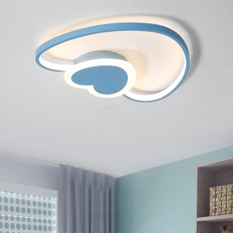 Heart-Shaped Nordic-Style Metal Flush Mount Ceiling Light for Baby Room and Kitchen