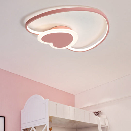 Heart-Shaped Nordic-Style Metal Flush Mount Ceiling Light for Baby Room and Kitchen